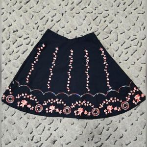 Black embroidered skirt